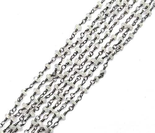 Corrente natural de rosário de pedra da lua arco-íris 36 polegadas Rondelle facetada 3 mm banhado a