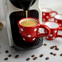 City to Cottage Ceramic Espresso Cups of 4, Small Expresso Shots, Demitasse, Perfect for Espresso Machine, Handcrafted Cups Red Polka dot