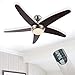 Deckenventilator mit Beleuchtung und Fernbedienung Leise - Ventilator Decke mit Licht - Deckenlampe mit Lüfter Schlafzimmer 3 Stufen - Durchmesser 132 cm