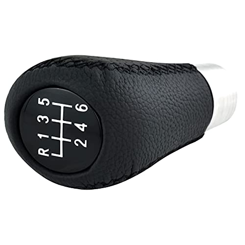 Lunsom 6 Speed Shift Knob Manual Stick Shifter Handle Leather Gear Lever Head Car Accessories Fit Most Vehicle (Black Suture) #TOP4