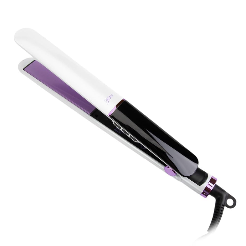 KAV Lucia Pearls Flat Iron Hair Straightener and Curler 2 in 1, Ceramic Straightening Iron 430?, Fast Heat 1 Inch Hair Iron Gift for Women Girls, Auto Shut Off