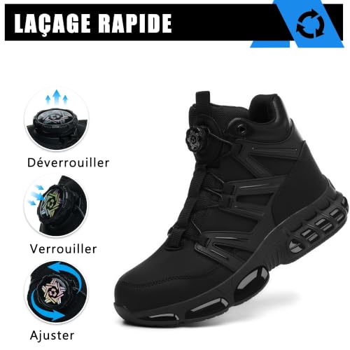PAQOZKC Chaussures de Sécurité Montante Basket de Securite C21/Noir 43 – vue 2