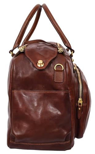 Premium Leather Travel Duffle Bags Veg Tanned Weekender Casual Stylish Design Zoom, Brown, L, Travel Duffle3