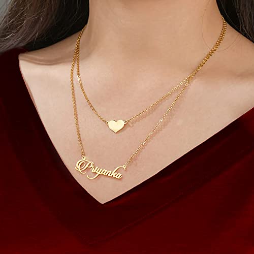 Image of Priyanka Cursive Gold & Silver Name Pendant Necklace, Best Jewelry Gift for Girls.