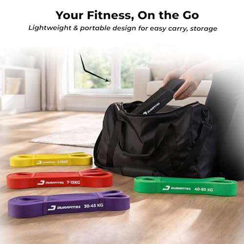 Image of Resistance Bands Set of 5 (Extra Light to Extra Heavy), Pull Up Bands for Men & Women, Exercise Bands for Strength Training, Home Workout, Gym Fitness, Stretching, Mobility, Yoga, Crossfit