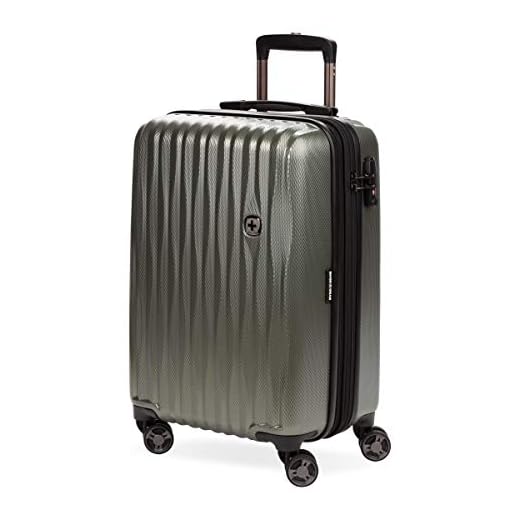 SwissGear 7272 Energie Hardside Luggage Carry-On Luggage With Spinner Wheels & TSA Lock, Olive, 19”