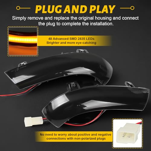 EXLECO 2 Stücke VW Spiegelblinker Dynamische Spiegel Blinker Blinkerleuchte Seitenspiegel Blinker Dynamische Blinker Kompatibel mit VW Golf 5/6 GTI Jetta EOS Passat Skoda Superb Sharan Schwarz