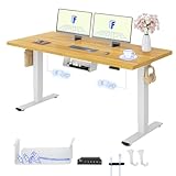 FlexiSpot Höhenverstellbarer Schreibtisch mit 2 Motoren & 25MM einteiliger Tischplatte,ergonomischer Bürotisch - 160 x 80 cm Ahorn, weißes Gestell