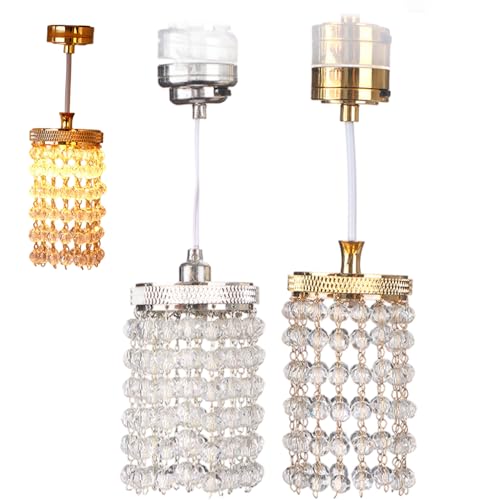 Lustre de maison de poupée 1/12 avec plafonnier LED à piles