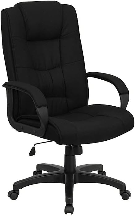 Flash Furniture Jessica High Back Black Fabric Executive Swivel Office Chair with Arms