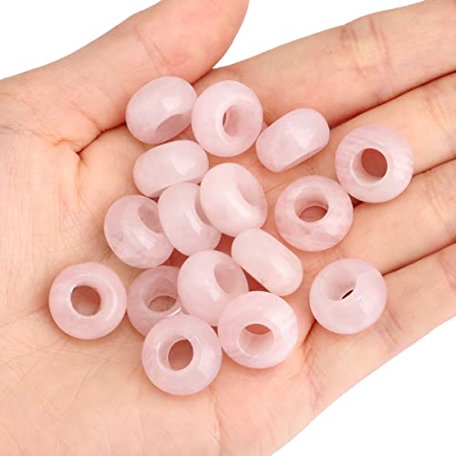 Sunyik Rose Quartz Large Hole (6Mm) Rondelle Loose Charms European Bead Fits Bracelet,Jewelry Makings Pack Of 20 #TOP1