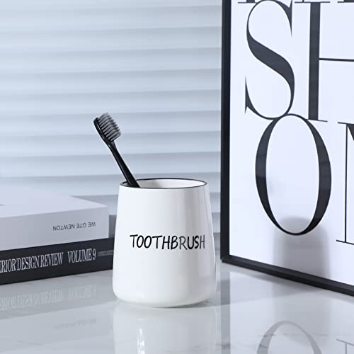 Toothbrush Holder For Bathroom Vanity And Countertop, Ceramic Farmhouse Brushing Holder 3.5-Inch (White) #TOP4