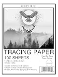 LOUPELLER 9” x 12” Tracing Paper – 100 Sheets of 32lb 50g – Wrinkle Free Highly Transparent Tracing Paper for Drawing – Works with Pen, Pencil & Marker – for Artists, Architects & Kids