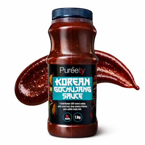 Pureety Korean Gochujang Sauce 1.1kg Sweet & Spicy Korean Chilli Paste Style Sauce No Added MSG Artificial Colours Sweeteners or Preservatives For Bibimbap Korean BBQ & Marinades