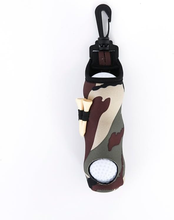 fonefunshop Golf Ball Carry Bag with Clasp Holds 3 Balls & Tees Attaches to Trousers Camouflage