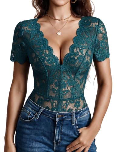 Avidlove Sexy Lingerie for Women Lace Bodysuit Top One Piece Thong Teddy