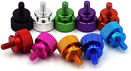 security screws，screws， Knurled screw 5PCS 6#-32 * 6.5/12 Aluminum Alloy Computer Case Side Panel Hard Disk Hand Screw Knurling Thumb Screws Color Nail (Color : Red, Length : 12mm) ( Color : Red , S (