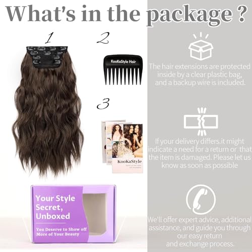 Image of KooKaStyle Wavy Thick Clip in Hair Extensions 20 inch Chocolate Brown
