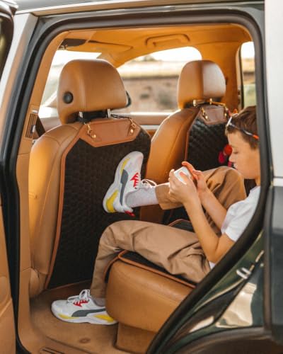 Image of Owleys Kick Mat Back Seat Protector - Car Back Seat Cover for Kids Feet - Waterproof & Sturdy Protector for Upholstery from Dirt, Mud, Scratches and Stain (Hexy)