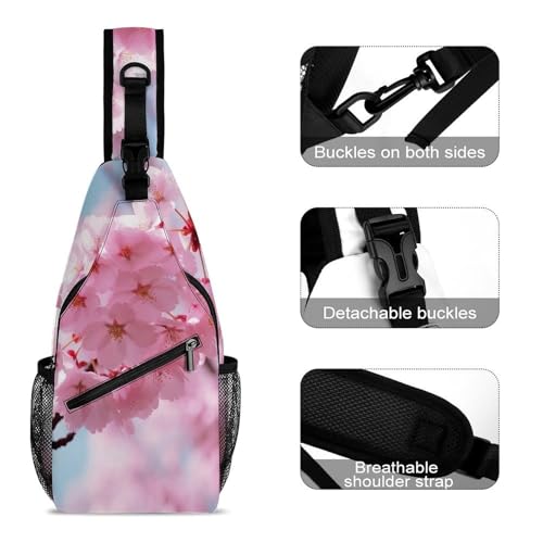 Bolso bandolera deportivo Pink Flower para senderismo casual miniatura 3