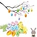 DazSpirit 12PCS Huevos Colores de Pascua, Huevos de Plastico Reutilizables para Decorar y Colgar en la Fiesta de Caza de Pascua, Sala de Estar, jardín, Adornos de árbol