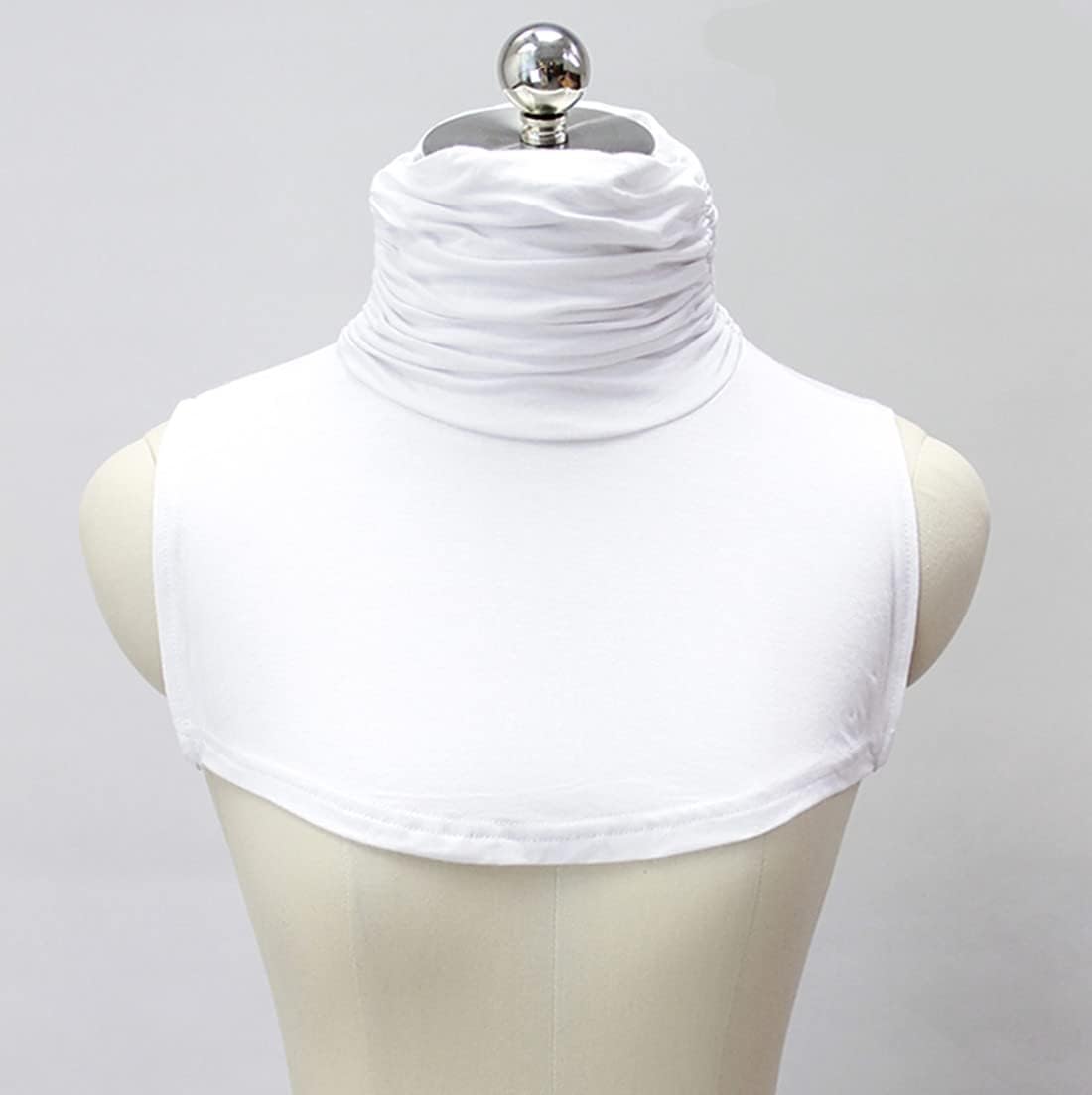 3 Pack Women's Modal Pleated Detachable Collar Fake Turtleneck Dickie Half Top Mock Blouse Collar,Black Grey white - Image 4