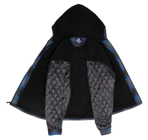 Image of LeeHanTon Mens Flannel Jackets Sherpa Lined Fleece Zip Up Winter Warm Workout Plaid Sweatshirt with Hood