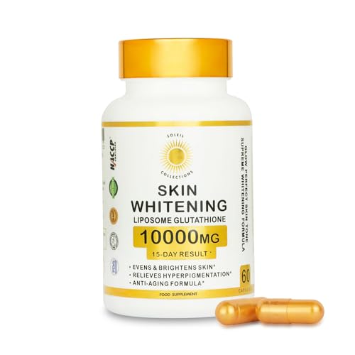 Glutathione Skin Brightening 10 000mg Anti ageing Formula Targets Hyperpigmentation Spota & Acne Marks| Collagen & Vitamin C Infused Capsules + CoQ10 200mg Liposomal Glutathione