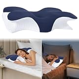 Cymwer Almohada Cervical de Espuma viscoelástica para aliviar el Dolor de Cuello y Hombros – Almohada ergonómica de Mariposa para Personas Que Duermen de Lado, cómodo Soporte y protección or