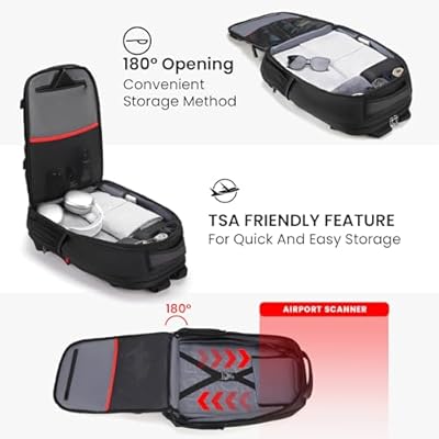 CROSSGEAR Travel Carry On Backpack for Men, 40L Expandable Large Laptop Backpack, Fit 17.3 Inch Computer, TSA-Friendly Luggage Airline Approved, Water Resistant, Business Commute Work Daypack, Black