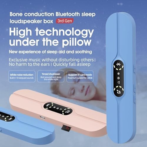 STEHEALTH Under-Pillow Speaker for Sleeping - Mini Portable Wireless Bluetooth Bone Conduction, with White Noise & Timer | Supports TF Card, Suitable for Side Sleepers and Sleep Difficulties (Pink) - 1