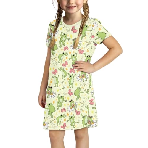 Cute Crewneck Dress for Girls 3-14 Years Lightweight Dresses Toddlers3