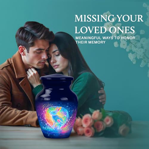 Image of Rabbit Urn - Keepsakes Urn for Ashes - 3 Inch - Pack of 1 - Miniature Urns for Human Ashes - Burial Decorative for Mom & Dad - Human Remains Urns for Men & Women