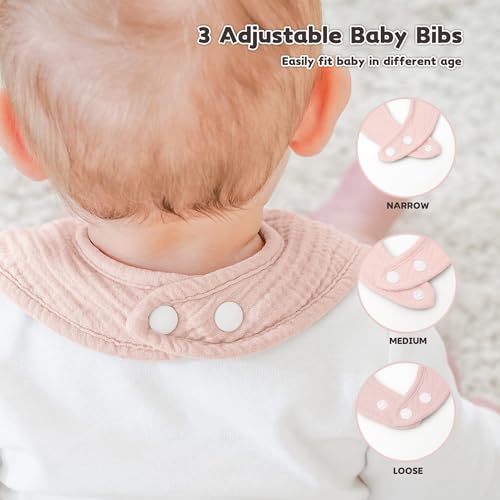 Image of Susurration Muslin Baby Drool Bibs 6Pack Soft Square Adjustable Baby Bandana Bibs for Unisex Girls & Boys