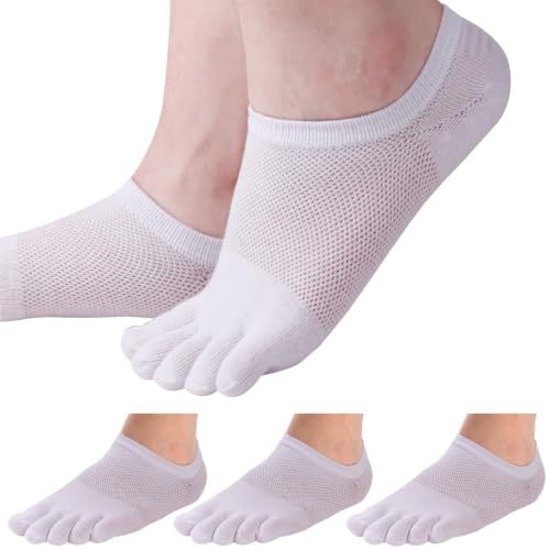Meaiguo No Show Toe Socks for Men Women Five Finger Socks Running 4 Pairs