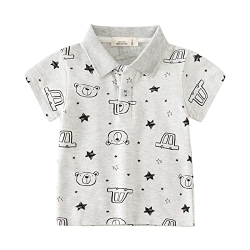 Toddler Boys Polo Shirt Short Sleeve Pattern Shirts Cute Print Tops for Kids Cozy Collared Neckline Button Front Tees