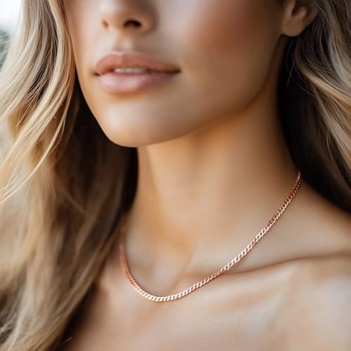 Collier délicat maillons cubains en or rose pour usage quotidien - 4