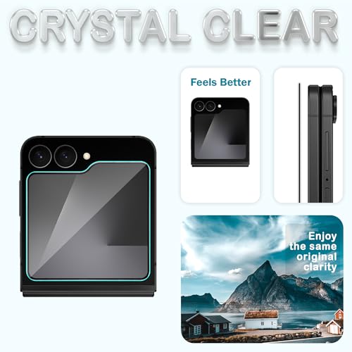 Image of FIRST MART Tempered Glass Screen Protector for Samsung Galaxy Z Flip 7 FE - Full-Glue Screen Guard, 3D Edge to Edge, HD Clear, Bubble-Free, Case-Friendly, Black, Pack of 2