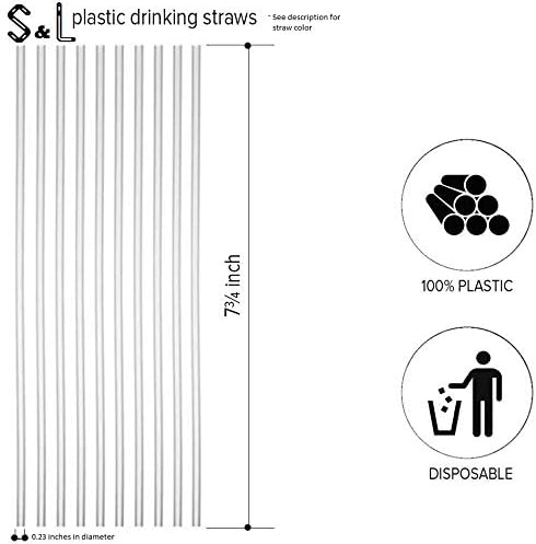 S & L Straw Company - Colored Plastic Drinking Straws - Disposable Kid Friendly, Colorful Party Fun Straws (Mixed Neon, 250)