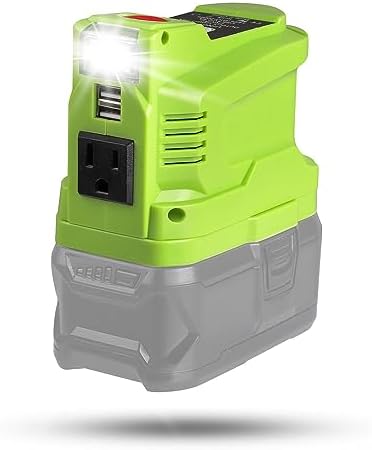 TPDL Portable Power Inverter Generator 150 Watt for Ryobi 18V Battery – Invert DC 18V to AC 110~120V Outlet with Dual USB 5V 2.4A Ports & LED Light – Modified Sine Wave Mobile Power Supply