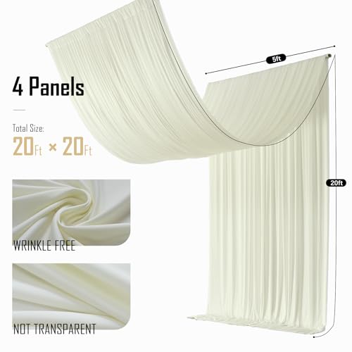 gogoparti 40x20FT Ivory Ceiling Drapes for Weddings Parties - 8 Panels of 5x20FT Wrinkle Free Silk Ivory Drapes for Tent Canopy, Weddings, Birthdays, Parties, Tent & Event Decoration by gogoparti - Image 6