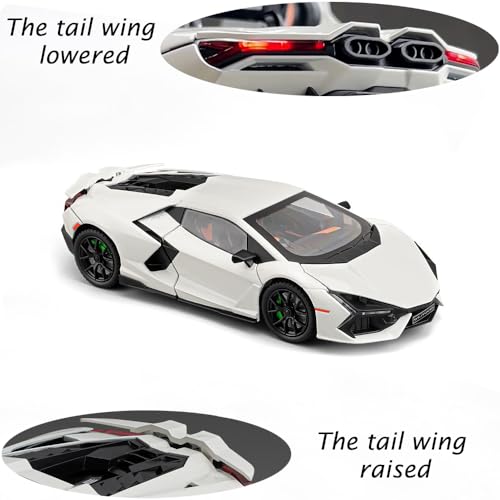 Modelo de coche Lambo Revuelto 1:24 blanco con luz y sonido miniatura 5