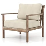 Giantex Mid Century Modern Accent Chair, Wooden Arm Chair w/Solid Wood Frame, Removable Seat Cushion & Pillow, Vintage Comfy Reading Chair for Living Room, Bedroom, Study