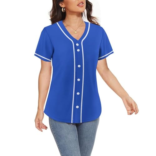 Lalkllo Camisa masculina de beisebol lisa lisa casual abotoada manga curta uniforme esportivo P-2GG,