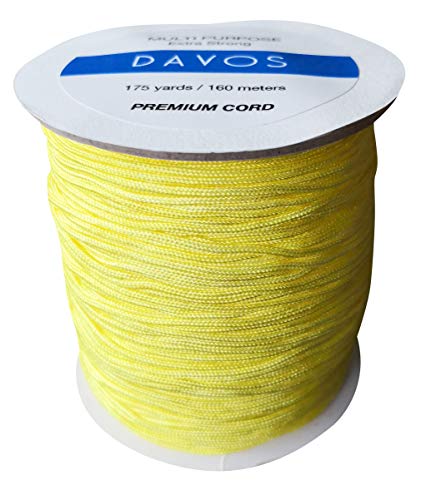 Nylon Braided Cord Thread 1.5mm x 175 Yards for Jewelry Making String Beading Shamballa Necklaces Bracelets Lift Shade Cord Window Blind Arts Crafts DIY Extra Strong (Yellow) - Thumbnail 2