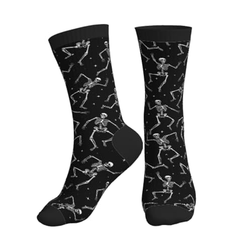 KZCNWOP Dancing Skeletons Funny Athletic Sport Novelty Crew Socks for Men Women Cute Casual Crazy Dress Socks for Running Hiking Soccer