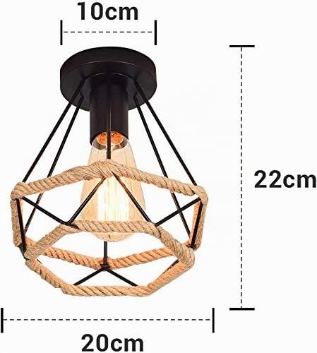 MAXDUYU Rétro Vintage Plafonnier Industrielle E27 Noir Lustre Suspension Luminaire Plafonnier métal Suspension éclairage Plafond pour Entrée Couloir Salon Salle Chambre Décorer Maison(20cm) – vue 3