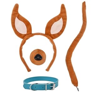 EFNHJF5 4 -Teiliges Set mit Hundeohren und Schwanz – Hundeband, Nase, Schwanz und Fliege für Kinder Erwachsene,Halloween,Karneval Karneval Kostüm Cosplay Kostüm Party Supplies (Hundeohren (1))