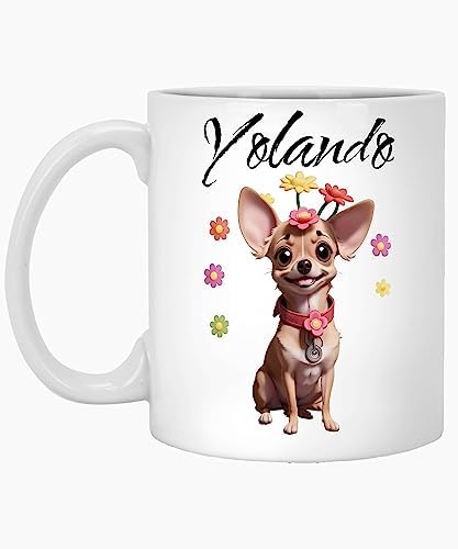 Personalized Chihuahua Name Yolando Chihuahua Name Mug, Chihuahua Gift, Chihuahua Owner, Dog Lover Gift, Dog Owner Gift, Chihuahuas, Floral Dog Mug 11oz White Mug 255579 743099