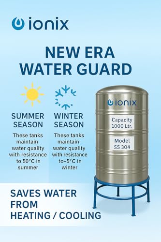 Image of IONIX Stainless Steel Water Tank 1000L- 100% Food Grade SS 304 - Long Life, Zero Maintenance - Rust-Proof, Durable Storage for Drinking Water, Free Installation in Delhi /NCR